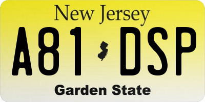 NJ license plate A81DSP