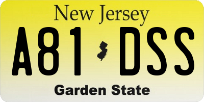 NJ license plate A81DSS