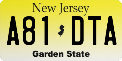 NJ license plate A81DTA