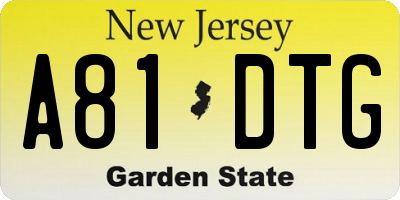 NJ license plate A81DTG