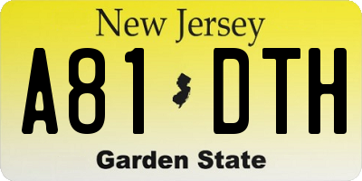 NJ license plate A81DTH