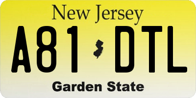 NJ license plate A81DTL