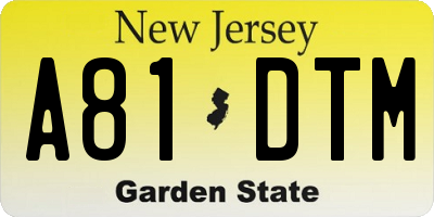 NJ license plate A81DTM