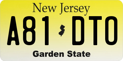 NJ license plate A81DTO