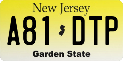 NJ license plate A81DTP