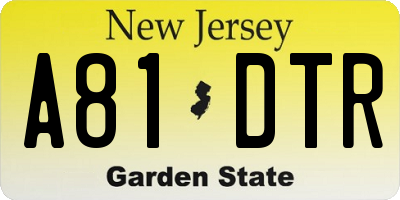 NJ license plate A81DTR