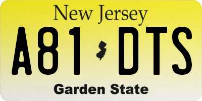 NJ license plate A81DTS