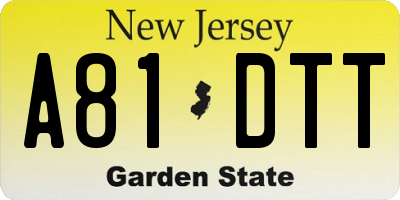 NJ license plate A81DTT