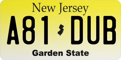 NJ license plate A81DUB