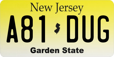 NJ license plate A81DUG