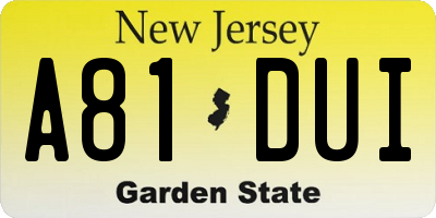 NJ license plate A81DUI