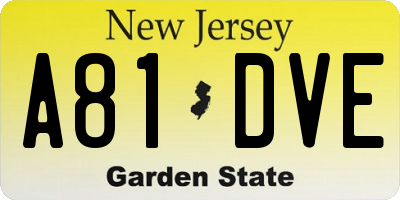 NJ license plate A81DVE