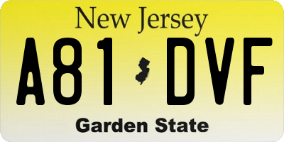 NJ license plate A81DVF