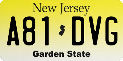 NJ license plate A81DVG