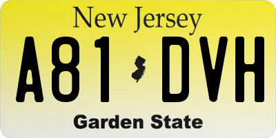 NJ license plate A81DVH