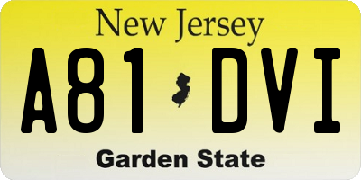NJ license plate A81DVI