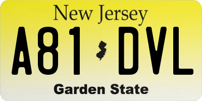 NJ license plate A81DVL