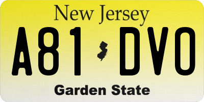 NJ license plate A81DVO