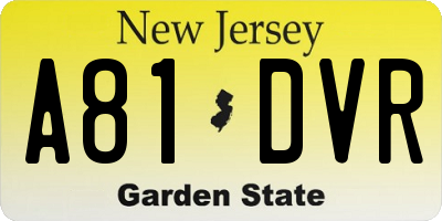 NJ license plate A81DVR