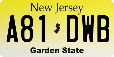 NJ license plate A81DWB