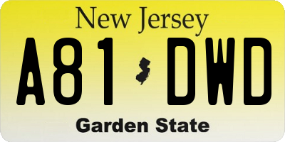 NJ license plate A81DWD