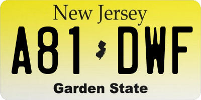 NJ license plate A81DWF