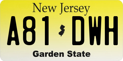 NJ license plate A81DWH