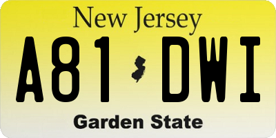 NJ license plate A81DWI