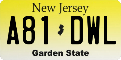 NJ license plate A81DWL
