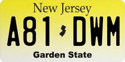 NJ license plate A81DWM