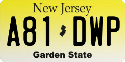 NJ license plate A81DWP