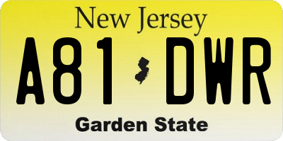 NJ license plate A81DWR