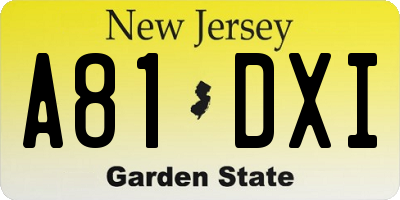 NJ license plate A81DXI