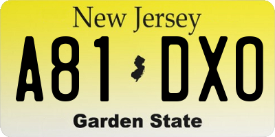 NJ license plate A81DXO