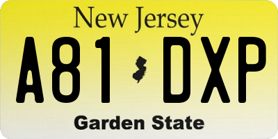 NJ license plate A81DXP