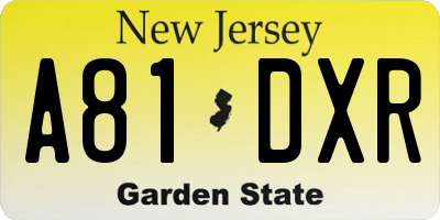 NJ license plate A81DXR