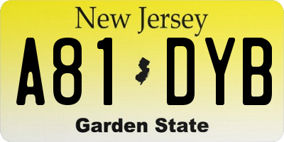 NJ license plate A81DYB