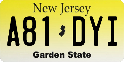 NJ license plate A81DYI