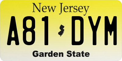 NJ license plate A81DYM