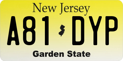 NJ license plate A81DYP