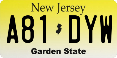 NJ license plate A81DYW