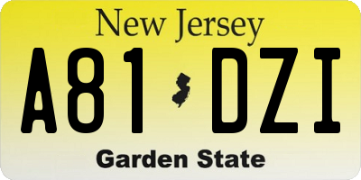 NJ license plate A81DZI