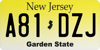 NJ license plate A81DZJ