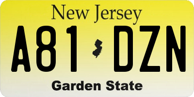 NJ license plate A81DZN