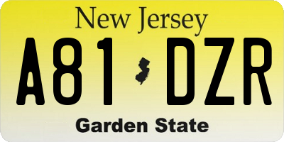 NJ license plate A81DZR