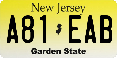 NJ license plate A81EAB