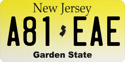 NJ license plate A81EAE