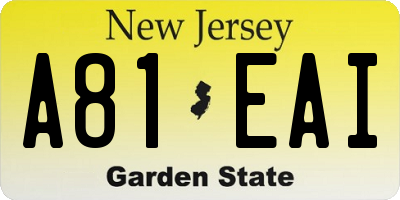 NJ license plate A81EAI
