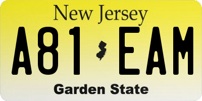 NJ license plate A81EAM