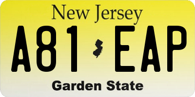 NJ license plate A81EAP